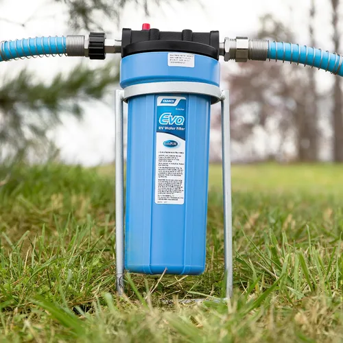 Miniatura 2 de Camco Filtro de agua Evo RV – Cuenta con carbón activado granulado para control de bacterias y un cartucho de filtro de polipropileno hilado de alta