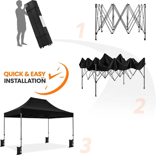 Miniatura 7 de Yaheetech - Tienda de campaña desplegable resistente, refugio comercial instantáneo de 10 x 15, toldo ajustable al aire libre con bolsa con ruedas