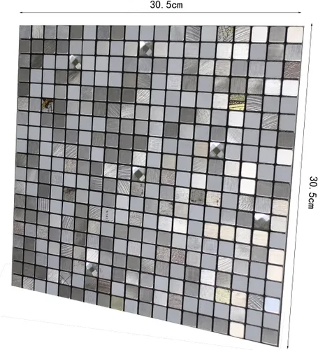 Miniatura 2 de 10 hojas autoadhesivas de mosaico de aluminio para despegar y pegar, paneles de pared 3D para cocina y baño (12 x 12 pulgadas, bronce)