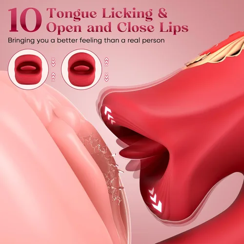 Miniatura 3 de Vibrador para adultos, juguetes sexuales para mujeres, juguete sexual de rosa-lengua, consolador, vibrador de punto G con 10 lamidas, succión