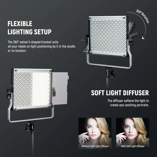 Miniatura 6 de NEEWER Luz de video LED RGB 660 PRO II mejorada con control de aplicación y kit de soporte de trípode, 2 paquetes de 50 W/1% de atenuación