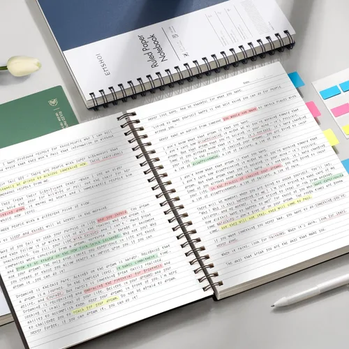 Miniatura 8 de EMSHOI Cuaderno de espiral A4 con rayas universitarias, 11.2" X 8.27", 300 páginas/150 hojas, páginas perforadas fáciles de rasgar, papel grueso
