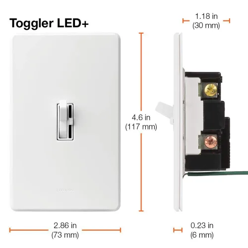 Miniatura 12 de Lutron Ariadni/Toggler LED+ Interruptor Regulador de Luz para LED Regulable, Halógeno e Incandescente Interruptor Dimmer, 150W, Unipolar/3-Vías