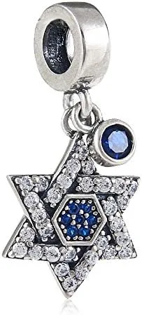 Miniatura 2 de Colgante de plata de ley 925 con diseño de estrella de David con circonita cúbica brillante