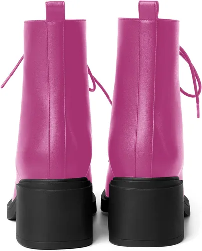 Miniatura 32 de ROSERWISH Botas altas de tacón bajo y grueso para mujer, con cordones, cómodas, modernas, con puntera redonda, de 2.5 pulgadas
