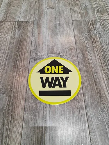 Miniatura 3 de CLEVER SIGNS Calcomanías unidireccionales para el suelo para distanciamiento social, 10 calcomanías, redondas de 7.5 pulgadas, calcomanías de piso