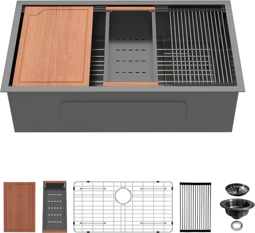 Miniatura 16 de Fregadero de Montaje Bajo de 13 Pulgadas - Beslend 13”x15”x9” Fregadero de Cocina de Acero Inoxidable de Montaje Bajo Calibre 16 Fregadero de Cocina