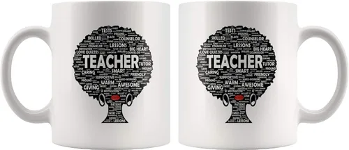 Miniatura 3 de Panvola Regalo para profesora de cabello natural afro para mujeres afroamericanas, taza de té de cerámica blanca de 11 onzas, regalo para el día