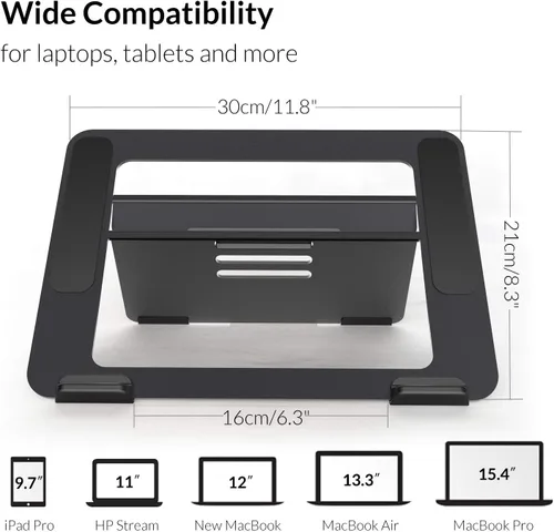 Miniatura 7 de Avantree YS104 - Soporte de refrigeración ajustable de aluminio para computadora portátil, soporte portátil para iPad, tableta y libro, elevador