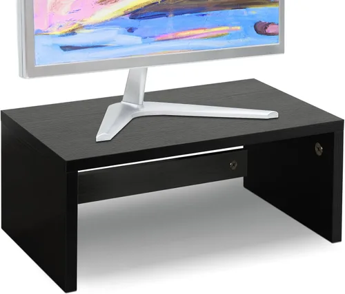 Miniatura 10 de TEAMIX Elevador de monitor de 14.2 pulgadas, elevador de monitor de madera con almacenamiento para escritorio, soporte de monitor pequeño