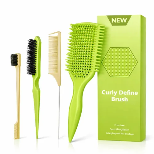 Miniatura 11 de Cepillo desenredante para cabello rizado, cepillo ligero para cabello rizado con diseño ventilado para un fácil deslizamiento, desenreda sin Negro