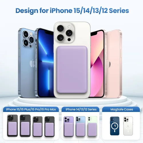 Miniatura 3 de Cargador portátil magnético, cargador portátil inalámbrico delgado con pantalla LCD, batería PD de carga rápida USB-C compatible con MagSafe, iPhone