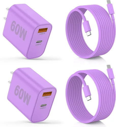 Miniatura 9 de Cargador para iPhone 17/16/15 Pro/Pro Max, cargador de pared USB-C de doble puerto con PD 40 W y carga rápida QC 20 W, cable USB-C de 10 pies