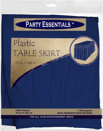 Miniatura 2 de Party Essentials Falda de mesa de plástico desechable resistente, 1 unidad, 29 pulgadas de ancho x 14 pies (168 pulgadas) de largo, amarillo