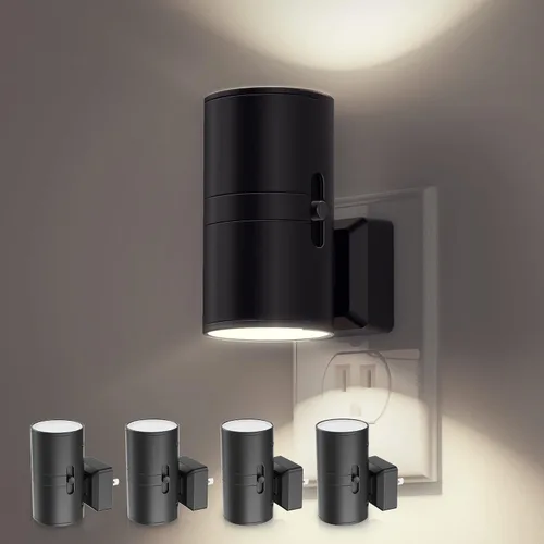 Miniatura 10 de L LOHAS LED Luz nocturna enchufable, paquete de 4, luces nocturnas regulables enchufables a la pared, luz nocturna con sensor de luz, blanco suave