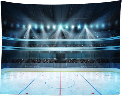 Miniatura 5 de BELECO Telón de fondo deportivo de hockey sobre hielo de 5 x 3 pies para fotografía, estadio, estadio, arena, pista de hielo, luces de escenario