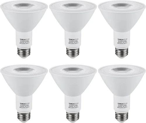 TORCHSTAR Bombillas LED PAR30, equivalente a 8 W, 75 W, bombillas LED CRI90+ regulables, certificación UL, bombilla de inundación de cuello largo de