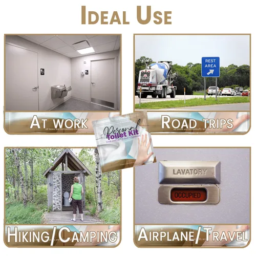 Miniatura 4 de 3 x Kit de inodoro personal Kit de baño público Papel higiénico, funda de asiento de inodoro, toallitas de limpieza