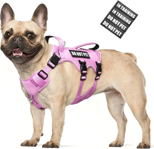 Miniatura 15 de WINSEE - Arnés para perro a prueba de fugas, arnés Molle de servicio y trabajo con doble asa, chaleco táctico para mascotas con 4 parches