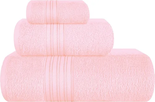 Miniatura 61 de BOUTIQUO Juego de 2 toallas de baño 100% algodón de 28 x 55 pulgadas, toallas de baño grandes ecológicas, compactas, de secado rápido, ligeras, Rosa