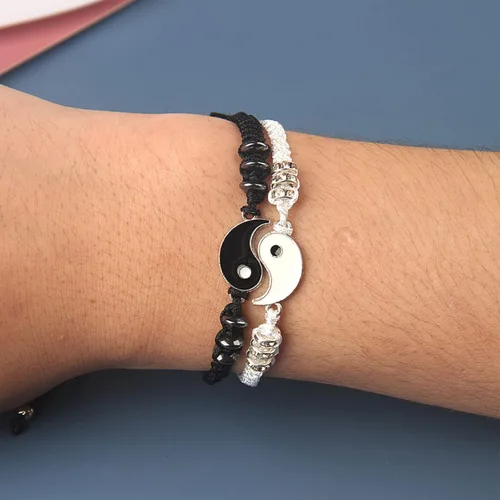 Miniatura 3 de Long tiantian Juego de 6 collares Yin Yang a juego para parejas, collar Ying Yang para 2 pulseras a juego para mejores amigos, pulseras de relación