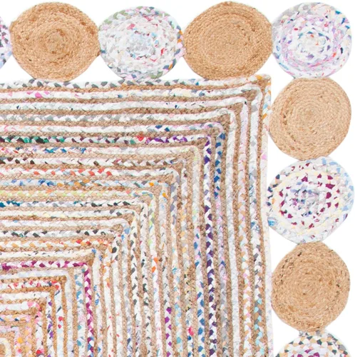 Miniatura 7 de SAFAVIEH Cape Cod Collection - Alfombra decorativa, 4 x 6 pies, beige y multicolor, hecha a mano de yute y algodón, trenzada estilo bohemio, ideal