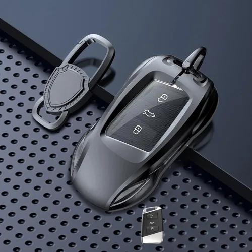 Miniatura 3 de Funda de metal de aleación de zinc para llavero de automóvil, compatible con Volkswagen, VW, Atlas, Golf, Alltrack, Jetta, Passat, Arteon, Tiguan