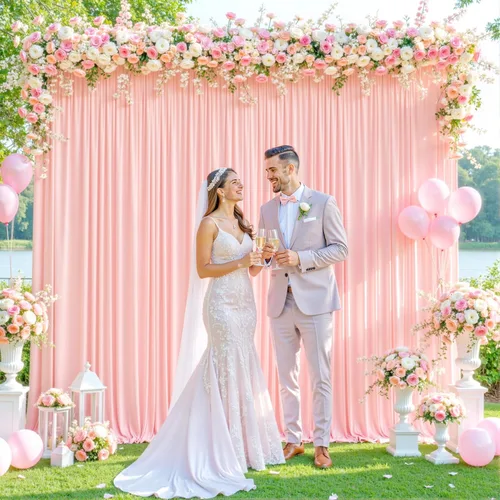 Cortina tipo telón de color rosa rubor para fiestas, baby shower, sin arrugas, cortinas tipo telón de fondo de color rosa, decoración de tela para