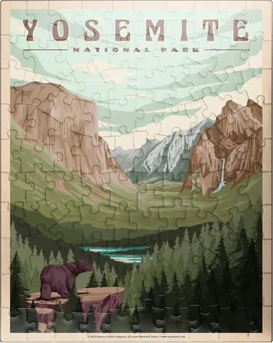 Miniatura 9 de MyPuzzle Yosemite National Park - Valle de Yosemite, póster de viaje vintage, rompecabezas premium de 1000 piezas para adultos