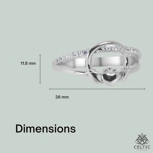 Miniatura 6 de Womens Irish Traditional Claddagh Ring 925 Sterling Silver Cubic Zirconia Statement Ring Love Loyalty and Friendship Heart