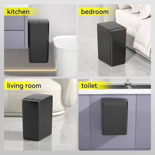Miniatura 8 de kaylowe - Cubo de basura automático para baño de 2.6 galones, juego de 2 cubos de basura pequeños sin contacto, con sensor de movimiento delgado