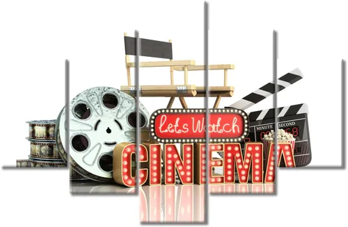 Miniatura 14 de Lienzo decorativo para pared, imágenes de cine, decoración de pared para sala de estar, 5 piezas, concepto de cine, escena, obra de arte, decoración