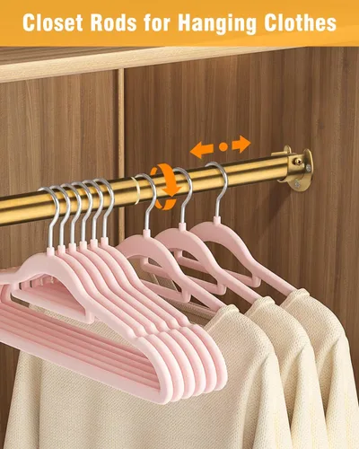 Miniatura 2 de Barras de armario para colgar ropa, resistentes, longitud ajustable (#2 dorado, 18.5 - 28 pulgadas)