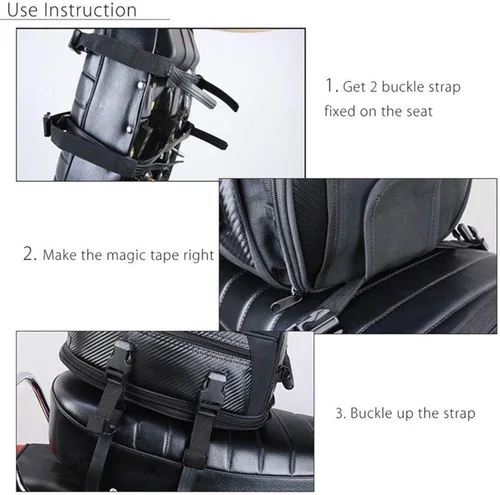Miniatura 5 de Bolsa de cola para motocicleta E-riding, alforjas para motocicleta, mochila impermeable para asiento trasero, maleta de equipaje multifuncional
