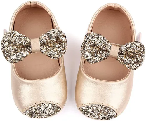 Miniatura 2 de Baby Girls Shoes Mary Jane Flats Shoes Anti-Slip Soft Rubber Sole Toddler First Walkers Princess Dress Shoes