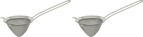 Miniatura 15 de Colador de té HIC amplio con bandeja para goteo incorporada, malla de acero inoxidable 18/8, 2 in, Plateado