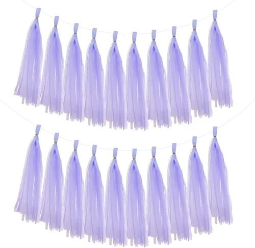 Miniatura 27 de MECCANIXITY 20 guirnaldas de papel de seda con borlas para decoración de fiestas, día de San Valentín, cumpleaños para mujeres con cuerda y alambre