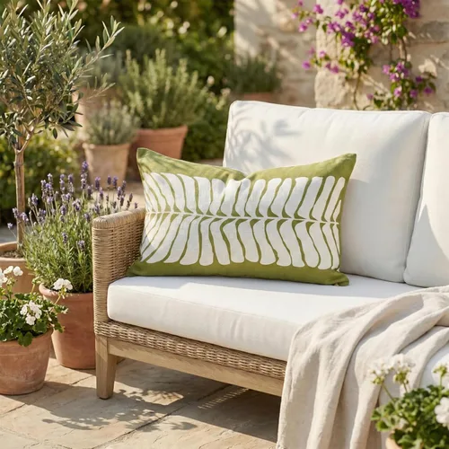 Miniatura 20 de Fab Habitat Almohadas para interiores y exteriores hechas de hilo de poliéster reciclado, resistente a las manchas, lavable a máquina, inserto Ondas