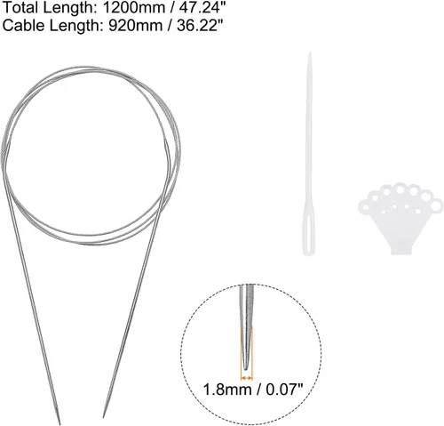 Miniatura 2 de uxcell Kit de agujas de tejer circulares, 47.24 pulgadas de largo, 0.071 in de diámetro, aguja de suéter redonda de acero inoxidable para proyectos