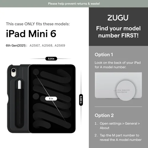 Miniatura 2 de ZUGU Case Funda protectora delgada, bolsillo para Apple Pencil de 5 pies, protección contra caídas de 5 pies, soporte magnético seguro de 7 ángulos