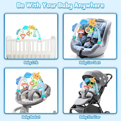 Miniatura 4 de Juguetes de asiento de automóvil para bebés de 0 a 6 meses, cochecito de arco para 6 a 12 meses, moisés móvil para bebés, juguetes para colgar