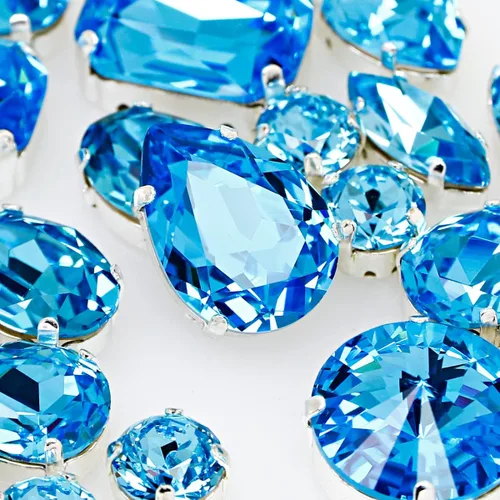 Miniatura 16 de DONGZHOU Diamantes de imitación para coser con ajuste de garra, Piedra Fantasía con agujero hueco, gemas plateadas con parte trasera plana