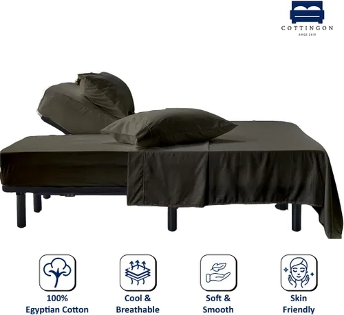 Miniatura 2 de Juego de 4 sábanas de cama King con cabeza flexible Cottingon, sábanas superiores divididas de 34 pulgadas para camas ajustables Sleep Number, 100%