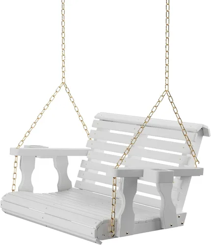 Miniatura 14 de Columpio Amish resistente para terraza (800 lb) con cadenas para colgar y posavasos Tinte negro semisólido