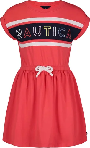 Nautica Vestido de manga corta para niña con cintura elástica ceñida, diseños y colores divertidos