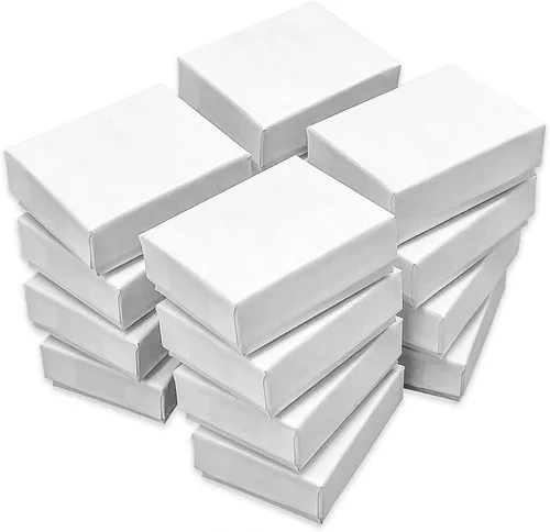 Miniatura 8 de TheDisplayGuys - Paquete de 25 cajas de cartón rellenas de algodón #10 para joyas, color blanco mate (1.9 x 1.3 x 0.7 pulgadas), para envío