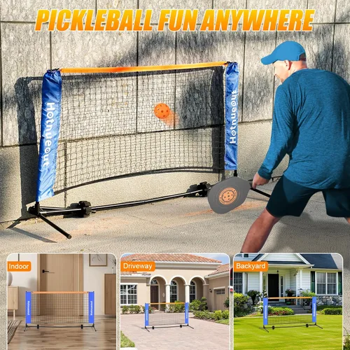 Miniatura 5 de Juego de pickleball con red y paletas de 5 pies de ancho para interiores, mini bola de pepinillo portátil, red de práctica de equipo pequeño, red