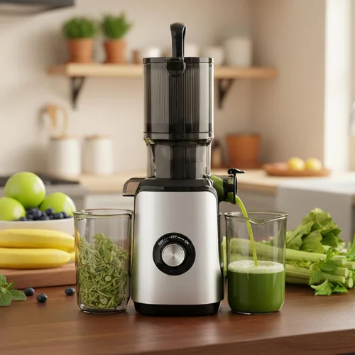 Miniatura 5 de Simple Deluxe Exprimidor de prensa en frío, máquinas exprimidoras de masticación lenta con canal de alimentación ancho, se adapta a frutas