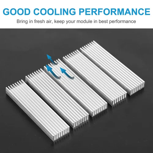 Miniatura 5 de uxcell 5 unidades de disipador de calor de aluminio, radiador de aluminio en tono plateado, disipador de calor de aletas de refrigeración