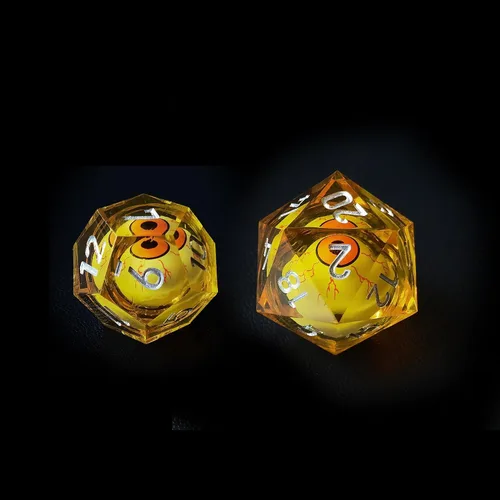 Miniatura 5 de BESCON - Juego de dados poliédricos con núcleo líquido con bordes afilados, dados poliédricos con borde de afeitar con globo ocular rodante